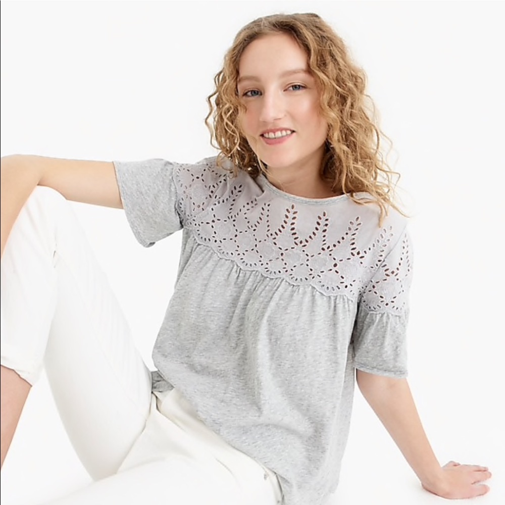 J. Crew Eyelet Top in Vintage Cotton - Grey